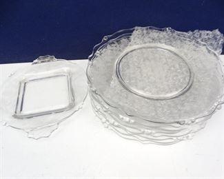 Heisey 8 Etched Rose Salad Plates