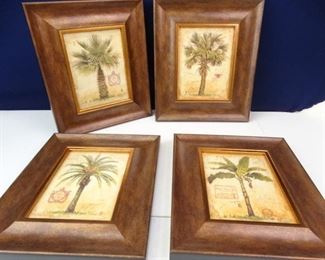 Thick Framed Tropical Palm Tree Prints Set