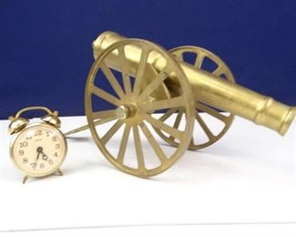 Vintage Brass Cannon Replica Linden Brass Alarm Clock