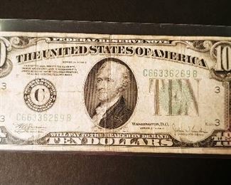 Series of 1934 C Washington DC 10 Dollar Bill