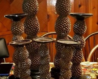Pine Cone Candle Sticks