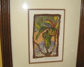 Framed original wood block