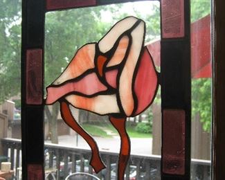 Stained glass flamingo