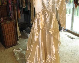 1940s wedding gown (with veil) worn by women in previous photo