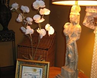 Asian figure lamp (one of a pair)