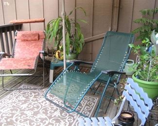 Zero gravity patio chairs, all weather rug