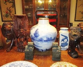 Pr. Foo Dogs, Carved Figurines and more