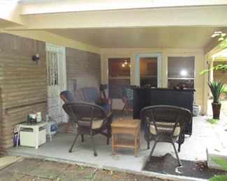 Note the Rolling bar cart in center (folds down to almost nothing)