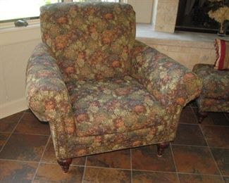 Floral print club chairs by Walter E. Smithe
