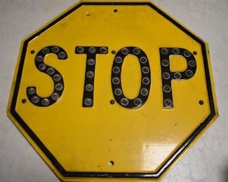 Rare Stop Sign W/Glass Marbles