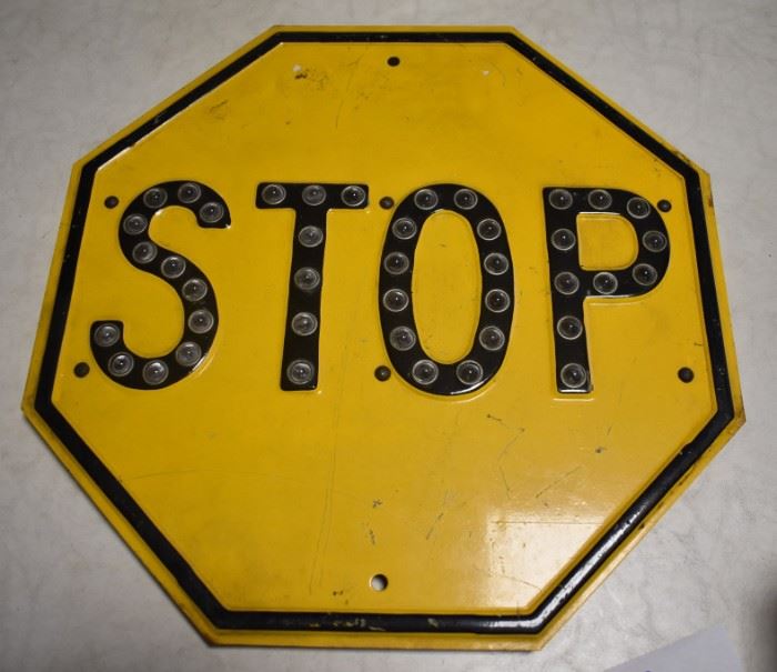 Rare Stop Sign W/Glass Marbles