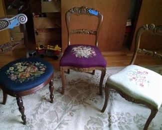 Needlepoint chairs -- six to choose from