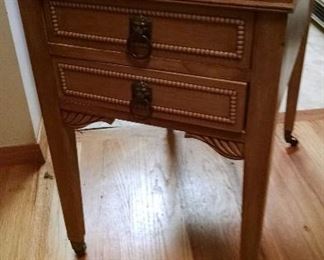 Rolling end table with two drawers