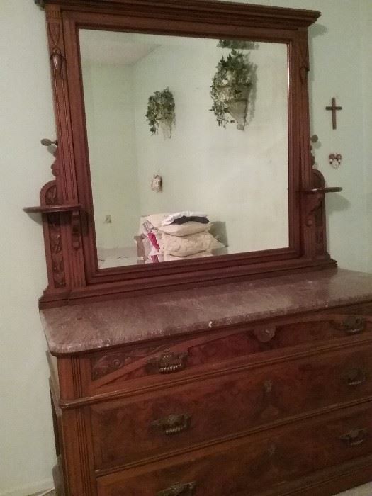Antique marbled top dresser