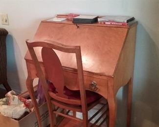 Birdseye maple desk & chair