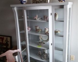 Antique China hutch w/curved glass on door