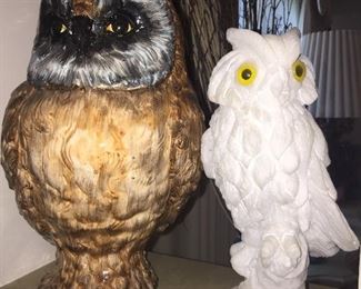 Alabaster & ceramic owls