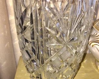 Tall cut glass vintage vase.