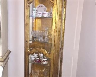 Gold leaf vintage curio cabinet