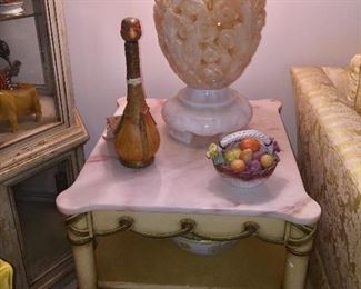 Hollywood Regency Marble Top Side Tables