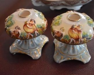 Lovely Hand Painted Italian Candle Holders signed