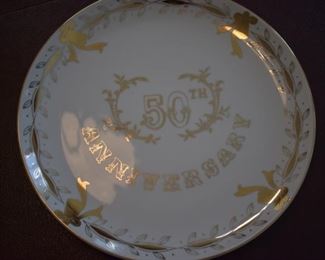 Vintage Gold Accented 50th Wedding Anniversary Plate 