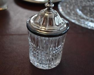 Vintage Clear Glass Jar with Silver Lid