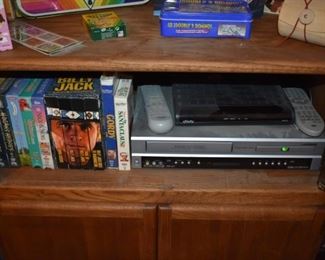 DVD/ 8-Track Player Combo with VHS Tapes of 1st Run Vintage Movies