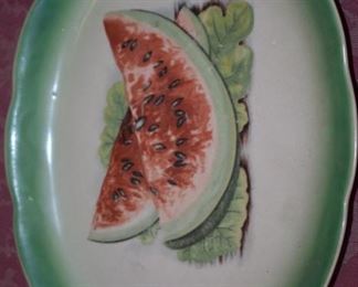 Vintage Oval Platter with a picture of Watermelon in the center