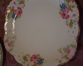 Gorgeous Vintage Scalloped Edge Plate hand painted with Flowers and Gold Accents