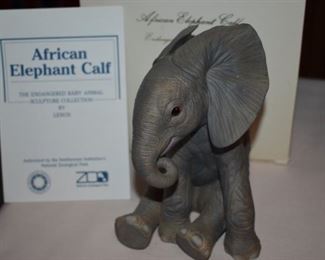 From the Endangered Wildlife Sculpture Collection by Lenox is the African Elephant Calf