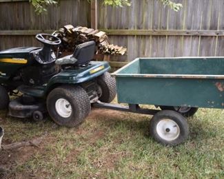 Craftsman Riding Lawnmower LT1000 with pull behind Trailer