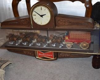 Vintage/Antique Budweiser Advertising Clock that is Double-Sided and Contains the Budweiser Wagon and Clydesdale Horses - Beautiful Piece Worthy of Any Collection!