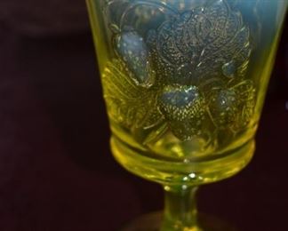 Vintage/Antique Vaseline-Uranium Glass Goblet