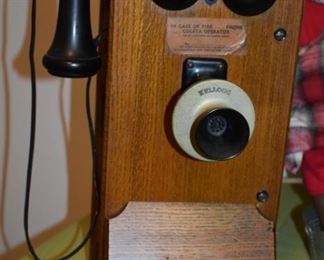 Antique Wall Telephone with its Original Paperwork both on the front and inside the Cabinet in Beautiful Condition!