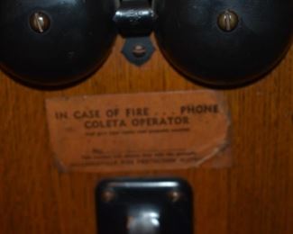 Antique Wall Telephone with its Original Paperwork both on the front and inside the Cabinet in Beautiful Condition!