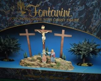 In Box Crucifixion Scene with Christ Figure by Fontanini