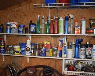 Lots of Cans, Bottles, etc of Handy Items for a Shop