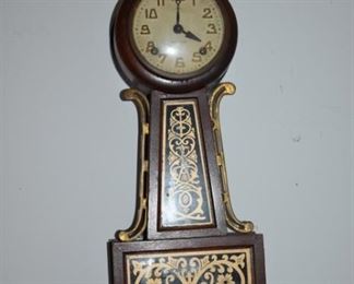 Antique Banjo Clock complete with weights and keys