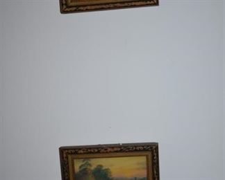 Pair of framed Antique Paintings (very small) appear to be of Holland/Amsterdam