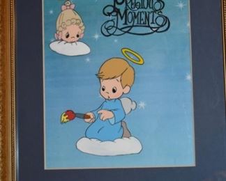 Serigraph of Precious Moments Angel on Cloud