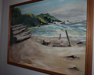 Frame Oil of Coastal Scene 