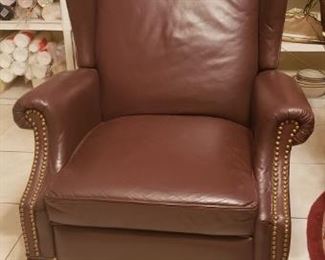 leather studded wingback chair