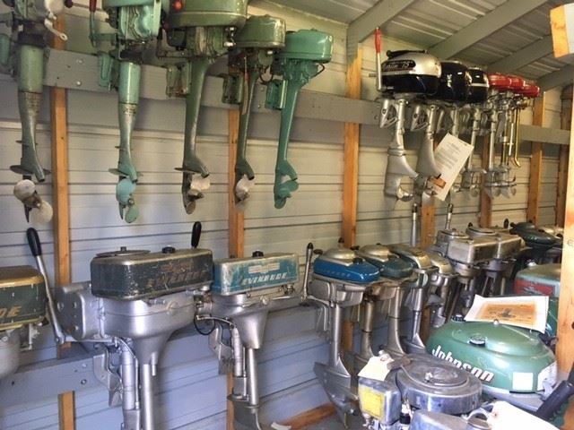 PART OF A LARGE COLLECTION OF 80+ ANTIQUE OUTBOARD MOTORS