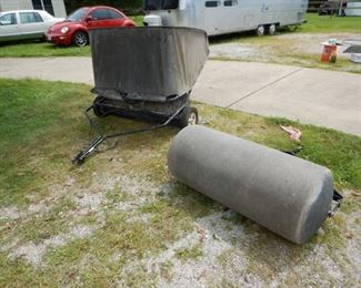 PULL BEHIND LAWN ROLLER AND SWEEPER