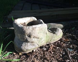Large Cement Baby Shoe Planter