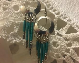 Sterling and turquoise earrings. These will be worn or carried by CarrieAnn and will not be removed until Sold. Price is $25
