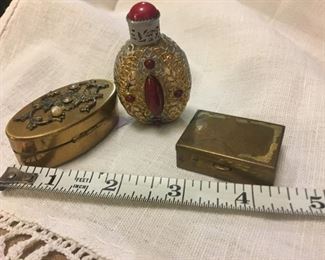 Tiny pill boxes & perfume bottle