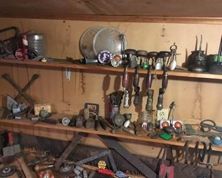 The vintage buttons on the top are FUN! The headlight covers (also on top) would make awesome project pieces for our crafters or grab them up if you fix up old cars and cand find a use for them. All but one of the hand drills have been sold!