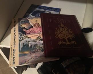 family genealogy books. Leather book has never been filled out or written in. 